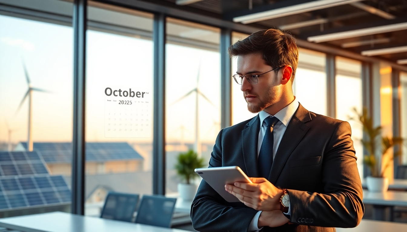 2025年10月28日を目標に再生可能エネルギー導入を計画する企業のイメージ