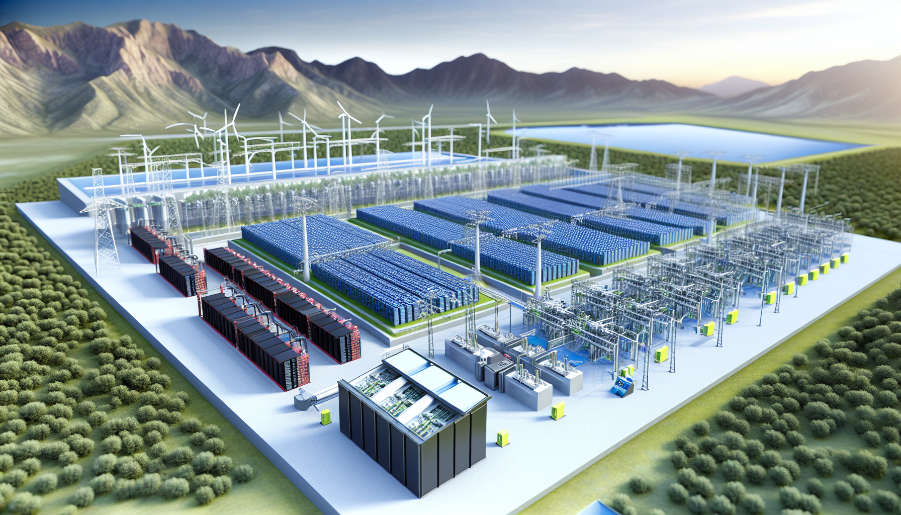 大規模エネルギー貯蔵システムと再生可能エネルギー統合施設