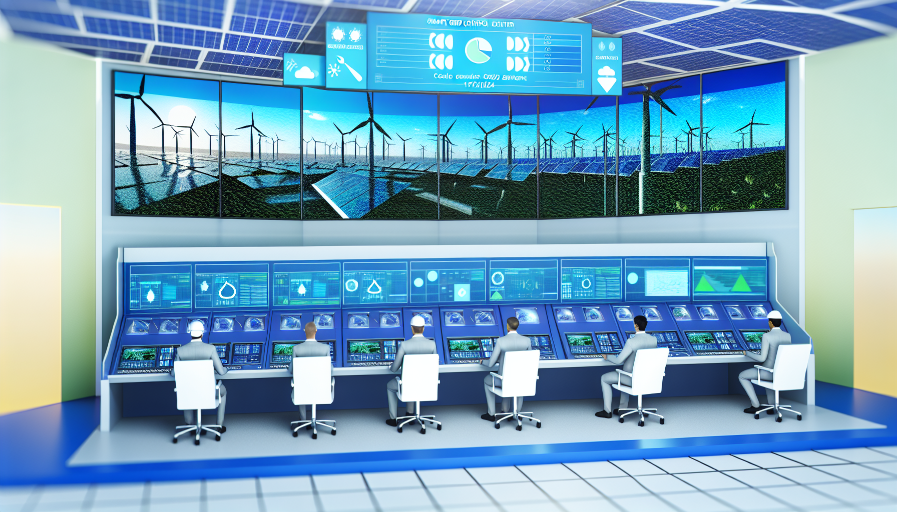 最新のスマートグリッド制御センターと再生可能エネルギー統合システム